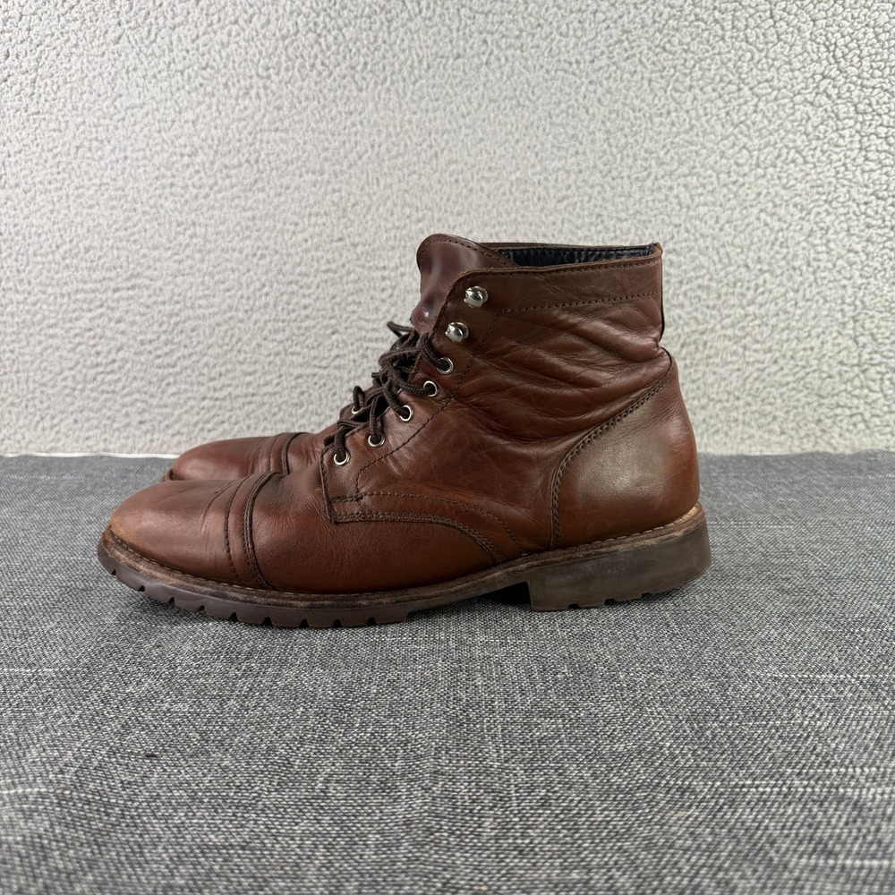 Thursday Boot Co Captain Men 12 Brown Leather Lug Sole Cap Toe Lace Up Boots